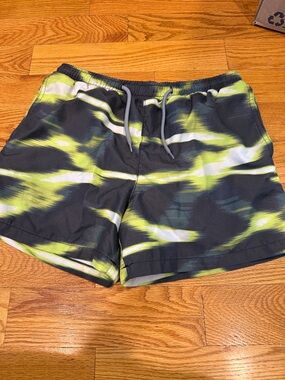 Men's Swim Trunks in Charcoal & Lime